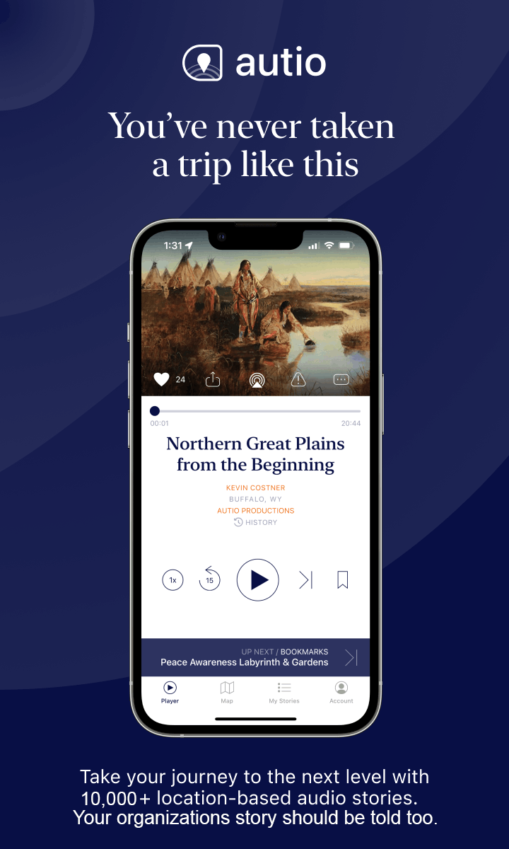 Kevin Costner wants to tell your organization's story and we've partnered with him to help him do that on his location-based travel app called 'Autio'. 